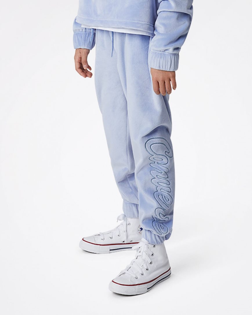 Jogger Nohavice Converse Velour Dievcenske Modre | SK OCJZX9